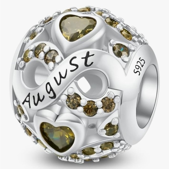 August Birthstone barrel style Charm in Silver 925 fits all pandoras - Picture 1 of 2